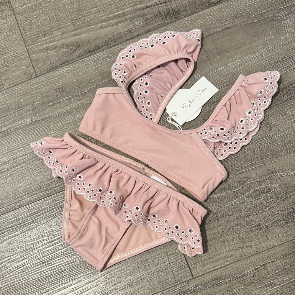 NWT Rylee + Cru Blush Eyelet Ruffle Bikini Set